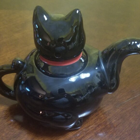 VINTAGE 1950s black cat teapot Shafford - Picture 2 of 7